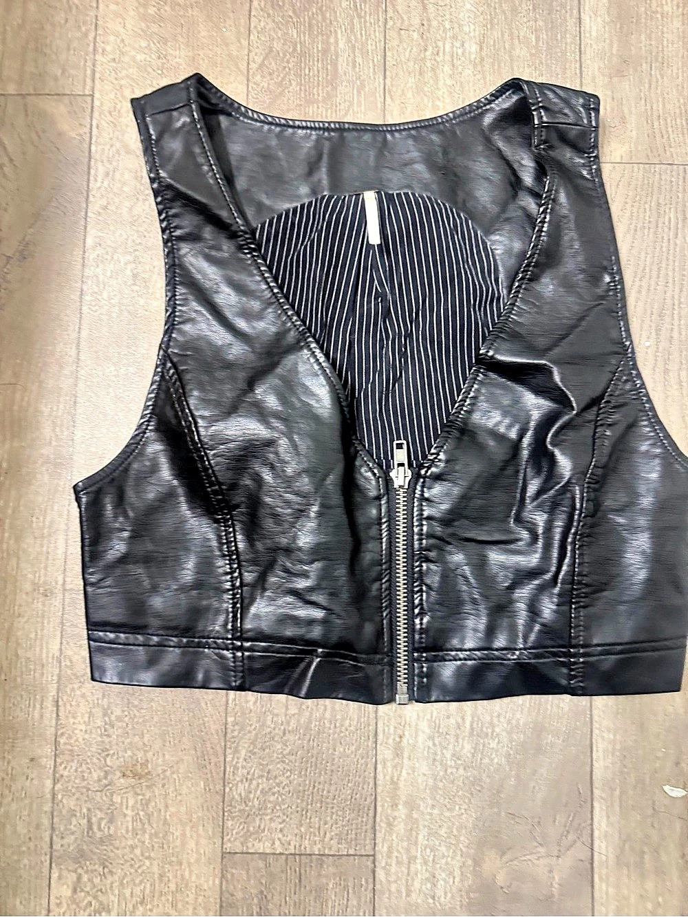 Free People Ride Along Top Black Zip Front Vest